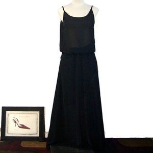 Rita Jarddim Maxi Dress Sheer Top Large Black Belted